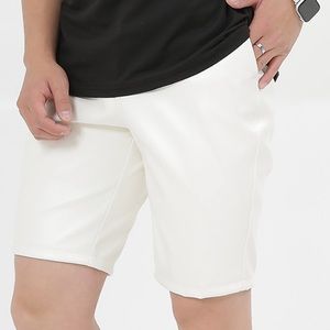 Men's Shorts Faux Leather Shorts Pocket Plain Comfort - White